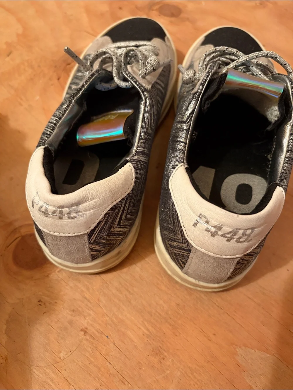 P448 Women's Low-Top Sneakers in Black, Gray and White